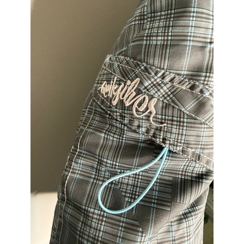 Vintage Y2K Quiksilver Mens Plaid Board Shorts Grey Surf Swim Trunks Size 38 - Picture 7 of 8